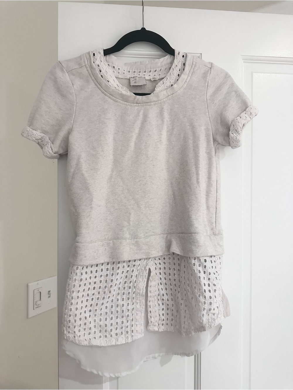 S Anthropologie layered short sleeve sweater top